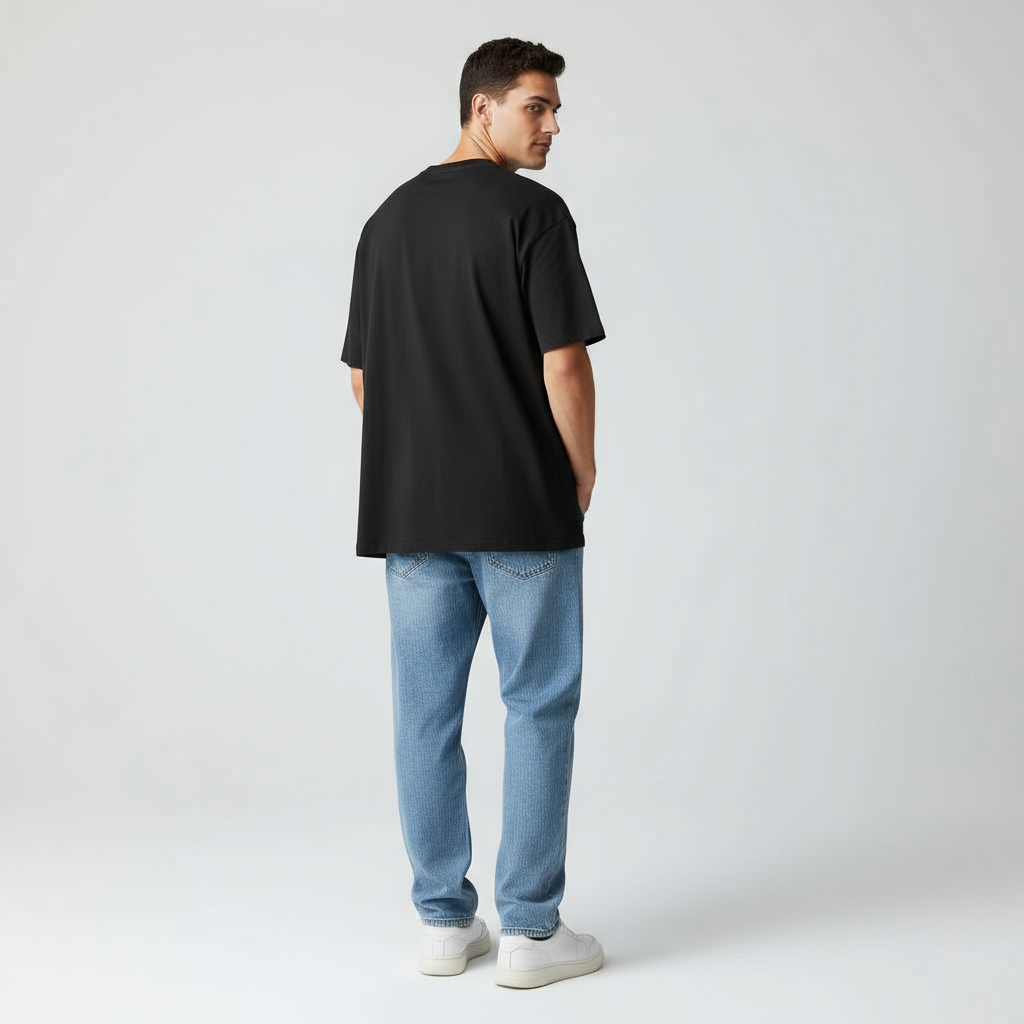 Midnight Essence: Oversized Tee Minimalist Look - Thumbnail 2